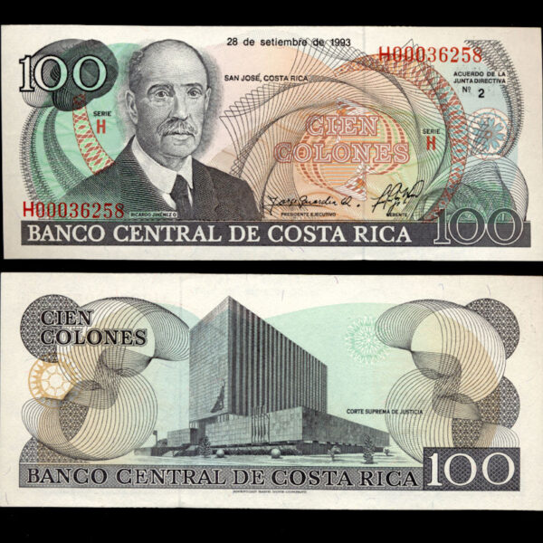 COSTA RICA 100 Colones 1993 UNC - çil banknot