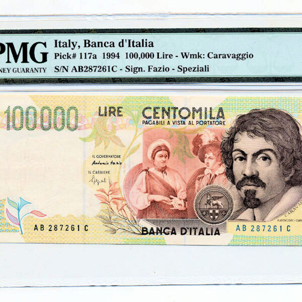 ITALY Italya 100 000 Lire 1994 Pick#117a PMG 30 EPQ vf - çt