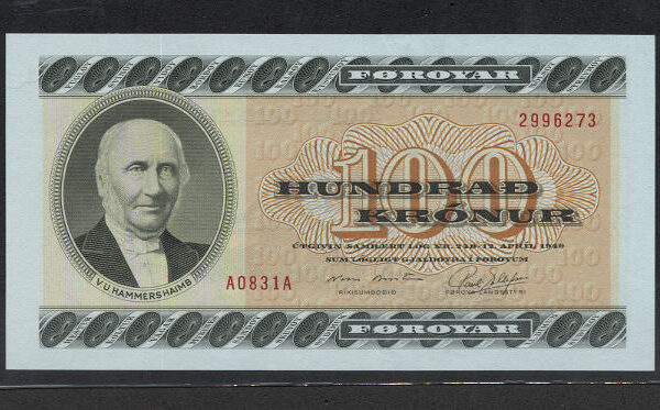 FAEROE ISLANDS 100 Kroner Pick#21f - UNC *SATILDI - OUT OF STOCK