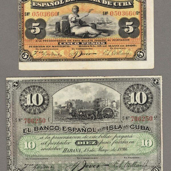 CUBA KÜBA 2 adet banknot 1896-98 *VF