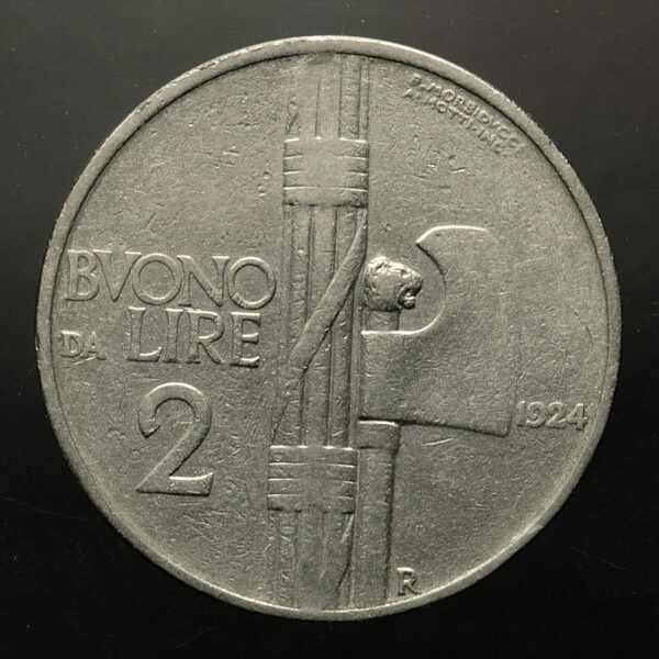 ITALY 2 Lire 1924 *Nickel