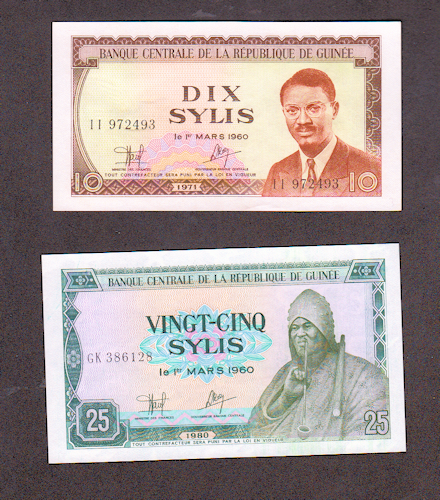 Guineé 1+2+10+25 Sylis 1960 Pick #45+45+47+48 UNC *çil