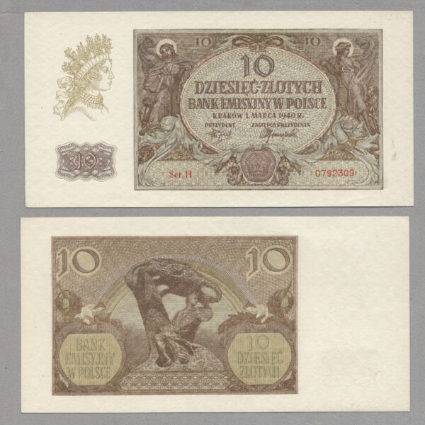 Polonya POLAND 10 Zlotych 1940 UNC *çil *SATILDI - OUT of  STOCK