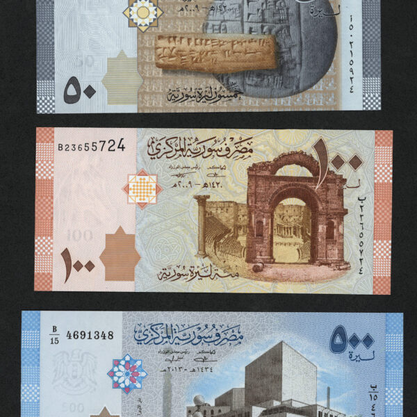 SURIYE 3 para birden Central Bank of Syria 3 adet çil BANKNOTLAR