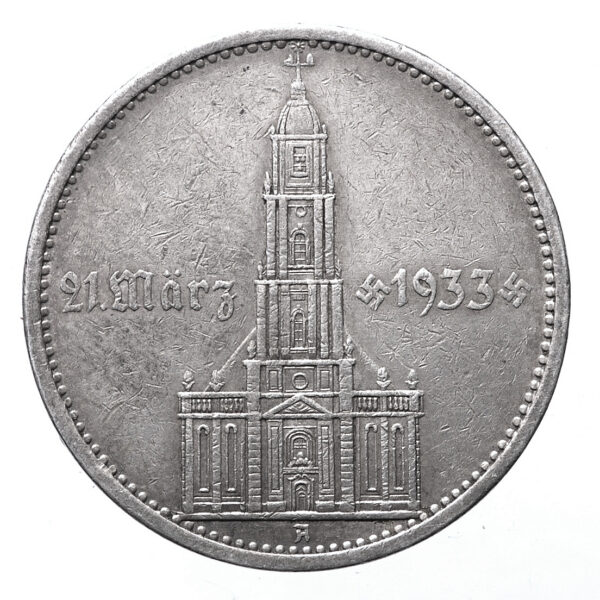 DEUTSCHLAND Almanya 5 Mark 21.3.1933 *Silver