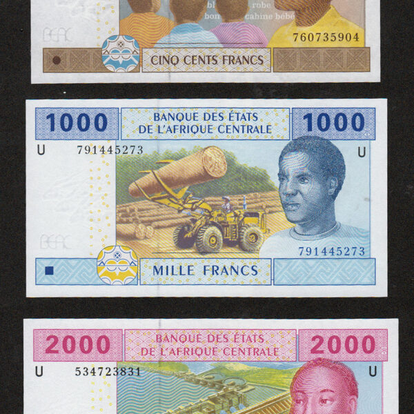 Cameroun MERKEZİ AFRİKA *U= KAMERUN 100+500+1000 FRANK ÇİL