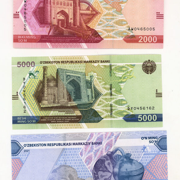Özbekistan 3 Banknotes LOT - UNC