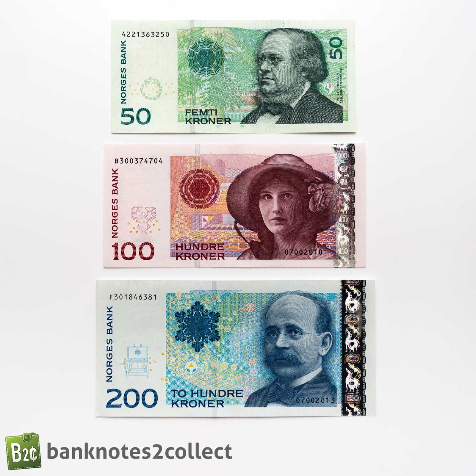 Norveç NORWAY Set of 3 Norwegian Krone Banknotes *EF -SATILDI-OUT OF STOCK