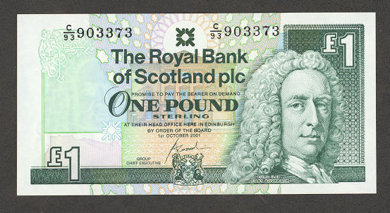 Iskoçya Scotland 1 Pound çil banknot