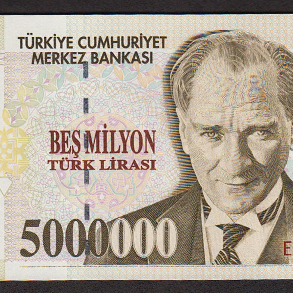 7. Emisyon 5 000 000 Lira E70 serisi çil banknot