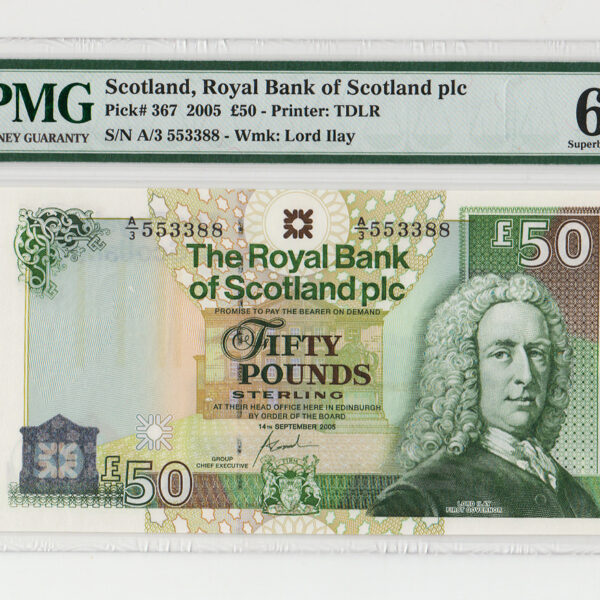 Iskoçya SCOTLAND 50 POUNDs 14.9.2005 PMG 67 EPQ - UNC