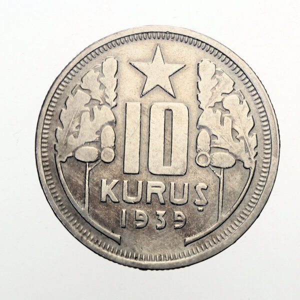 T.C. 10 Kuruş 1939 Gümüş çt. *SATILDI - OUT OF STOCK