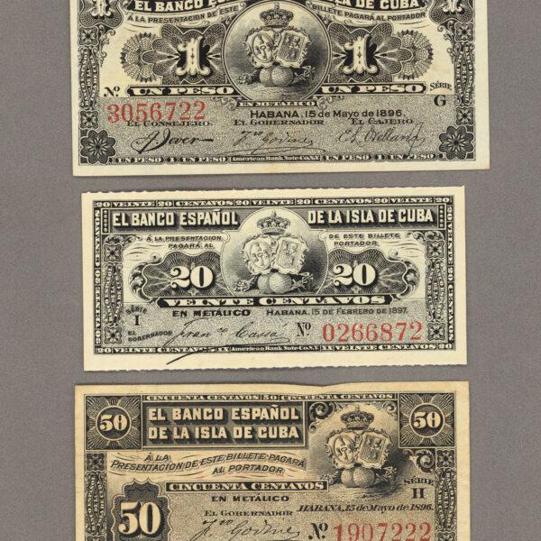 CUBA KÜBA 3 adet banknot 1897-98 *SATILDI - OUT OF STOCK