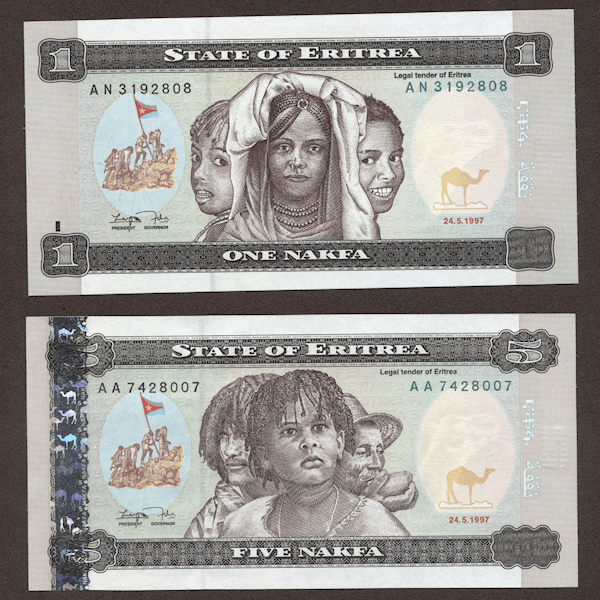 ERITREA 1 & 5 Nafka 1997 UNC -çil *SATILDI - OUT OF STOCK