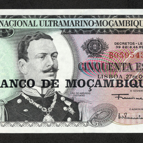 Moçambique Mozambik 50 Escudos (over print Banco de Moçambique) UNC