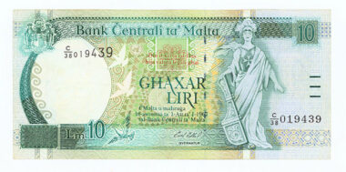 MALTA 10 Liri 1994  EF - ççt banknot