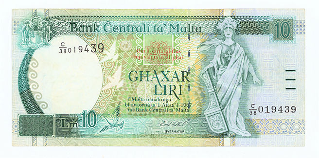MALTA 10 Liri 1994  EF - ççt banknot