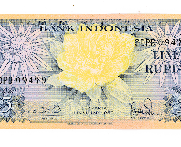 INDONESIA 5 Rupiah 1959 UNC - çil banknot