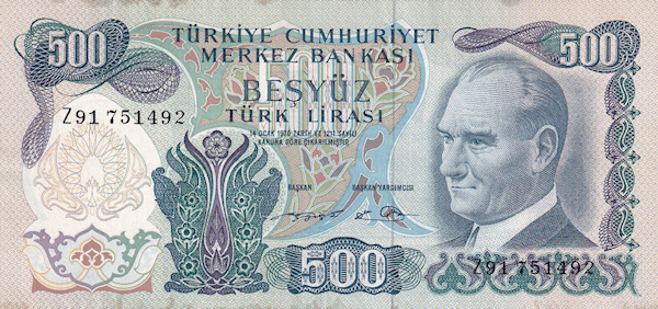 6.EMİSYON 500 TL SERİ Z91 ÇÇT+ NADİR SERİ KENAR BORDÜRLERDE LEKELENME MEVCUT *SATILDI -OUT OF STOCK