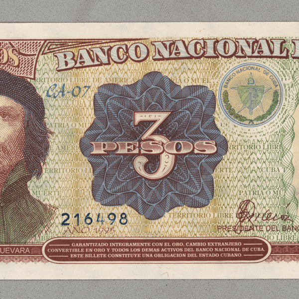 CUBA 3 Pesos 1995 Che Guavera imzali UNC