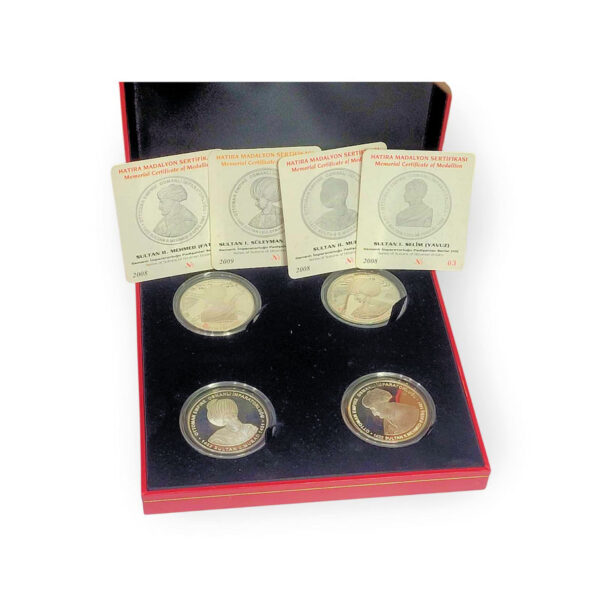 Darhane Osmanlı padişahları 2007/2008 (80 adet basılmıştır) 1. Süleyman (Kanuni),1.Selim, 2.Mehmet (Fatih) ve 2.Murat - hatıra parası gümüş *sertifikalı