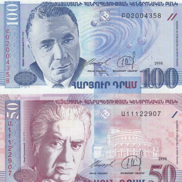 ERMENİSTAN Armenia 1998 YILI 50 VE 100 DRAM / ÇİL KONDİSYON