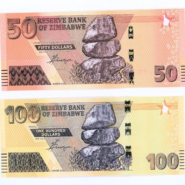ZIMBAWBE 50 + 100 Dollars UNC