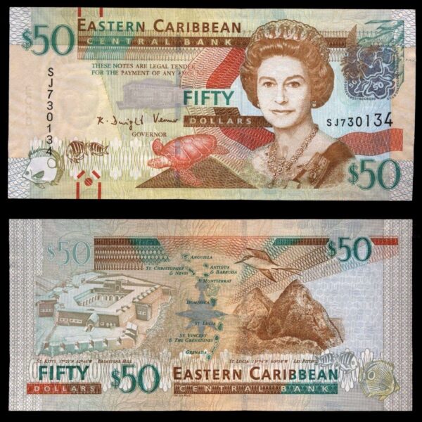 EASTERN CARIBBEAN CENTRAL BANK 50 Dollars 2012 Pick # 54 - EF *ççt