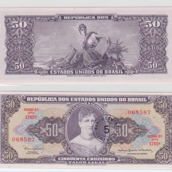 BRASIL Brezilya 5 Centavos damga (50 Cruzeros) UNC*çil