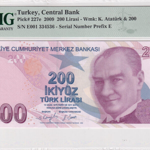 9.EMİSYON 200 TL SERİ E001 PMG 67 EPQ SERİFİKALI ÇİL *SATILDI -OUT OF STOCK