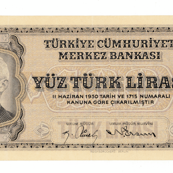 3. Emisyon 1. Tertip 100 Lira 1942-46 Pick#144a EF - ççt