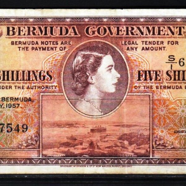 BERMUDA 5/- Shillings 1957 Pick # 18b VF - çt