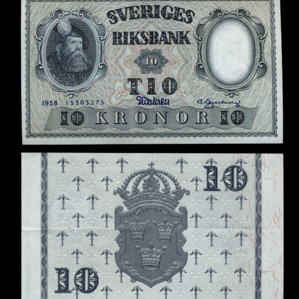 SWEDEN Isveç 10 Kroner 1958 UNC *çil