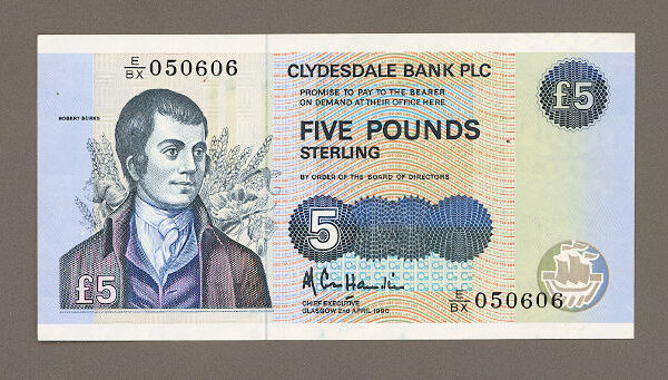 Iskoçya SCOTLAND 5 POUNDs 1990 UNC