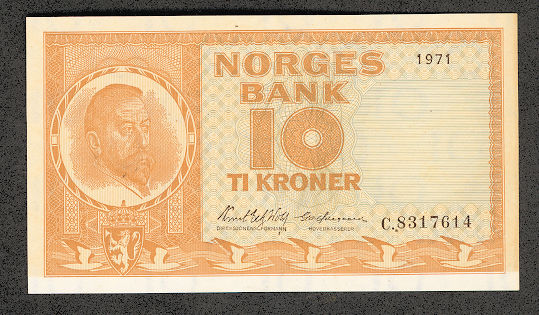 Norway Norveç 10 Kronor 1971 UNC *çil