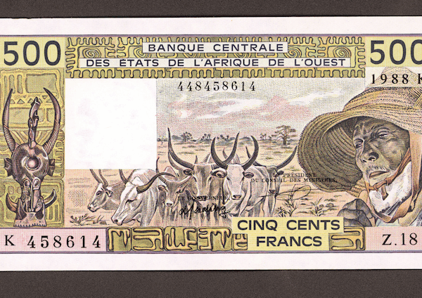 CONGO Banque der Etats de L`AFRIQUE CENTRALE (K) 500 Francs 1988 UNC çil banknot *SATILDI - OUT OF STOCK