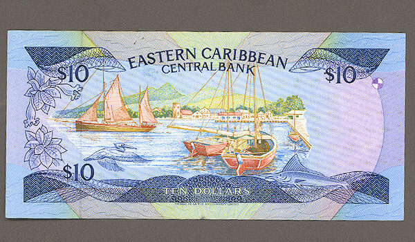 EASTERN CARRIBBEAN 10 Dollars 1985 UNC *Kraliçe polymer çil BANKNOT