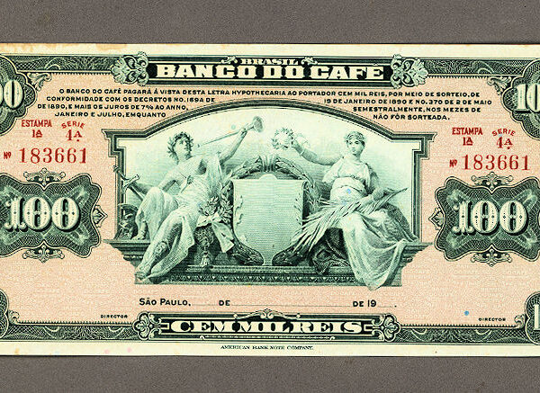 BRASIL Brezilya 100 Reis 1929 (Banco do CAFE, bono) UNC*çil