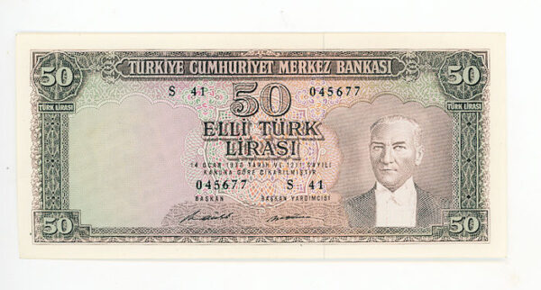 5. Emisyon 50 Lira 1964 *ND (1976) 5th Emis. 7.ter. aUNC - Görsel 2