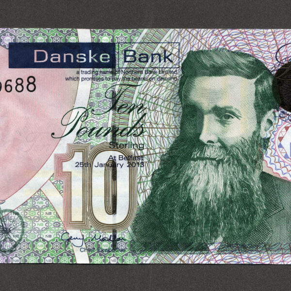 NORTHERN IRELAND 10 Pounds 2013 Pick#212 Danske Bank - UNC çil *Kuzey Irlanda