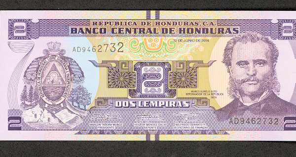 HONDURAS 2 Lempiras - UNC çil banknot