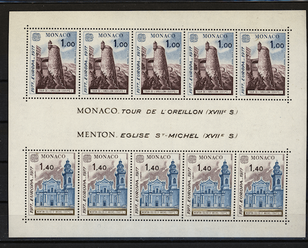 MONACO 1977 CEPT La Cathedrale de Monaco Block Mint **MNH
