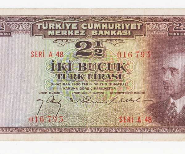 3. Emisyon 1. Tertip 2 buçuk Lira 1947-52 Pick#140 EF – ççt