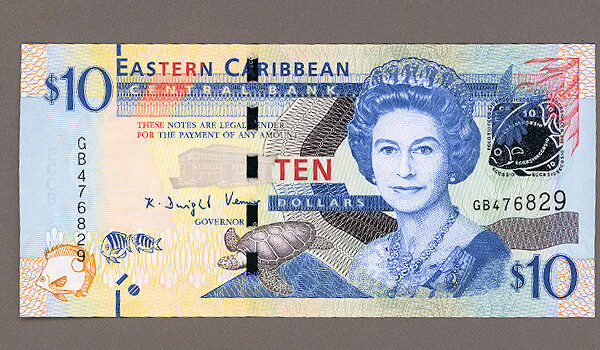 EASTERN CARRIBBEAN 10 Dollars 2012-15 UNC *Kraliçe polymer çil BANKNOT