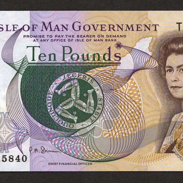 ISLE OF MAN 10 POUNDs Kraliçe w/Queen UNC Banknot çil