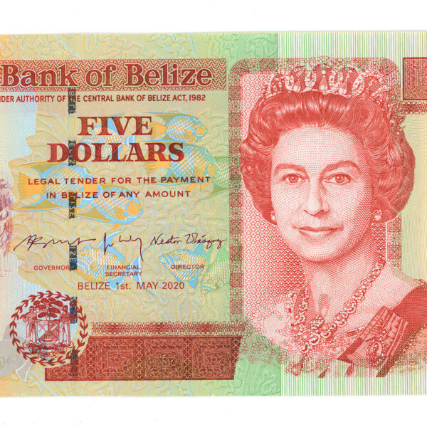 BELİZE 2020 YILI 5 DOLAR UNC - ÇİL banknot