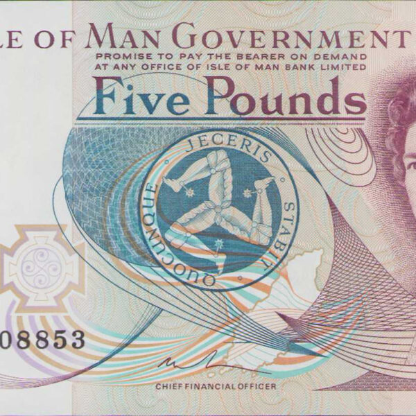 Man Adası ISLE OF MAN 5 Pounds çil banknot
