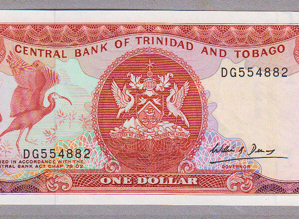 TRINIDAD and TOBAGO 1 Dollar 1985 Pick#36b UNC çil banknot