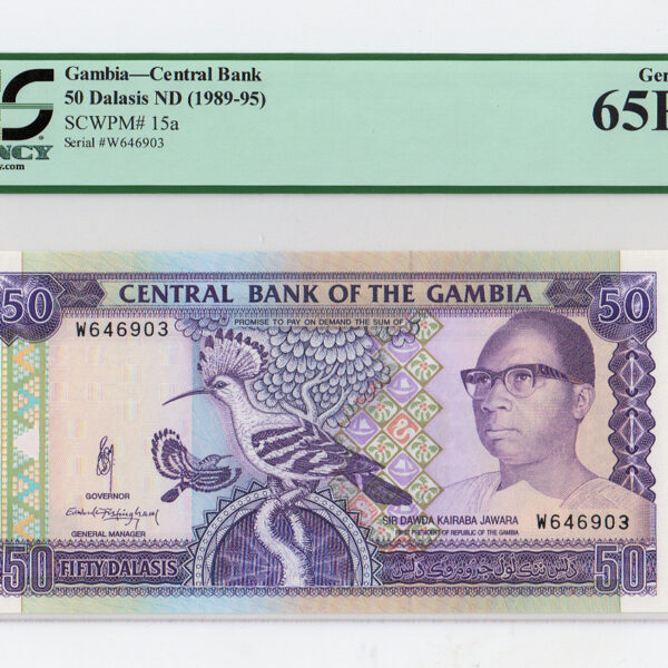 GAMBIA 50 Dalasis ND (1989-95) Pick # 15a PCGS 65 PPQ UNC - çil