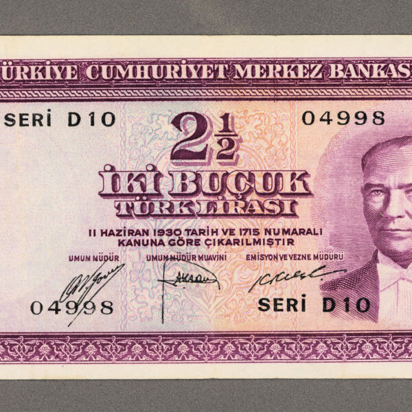 5. Emisyon 2 buçuk Lira 1955-1966 - 1. Tertip *EF - ççt *SATILDI - OUT OF STOCK